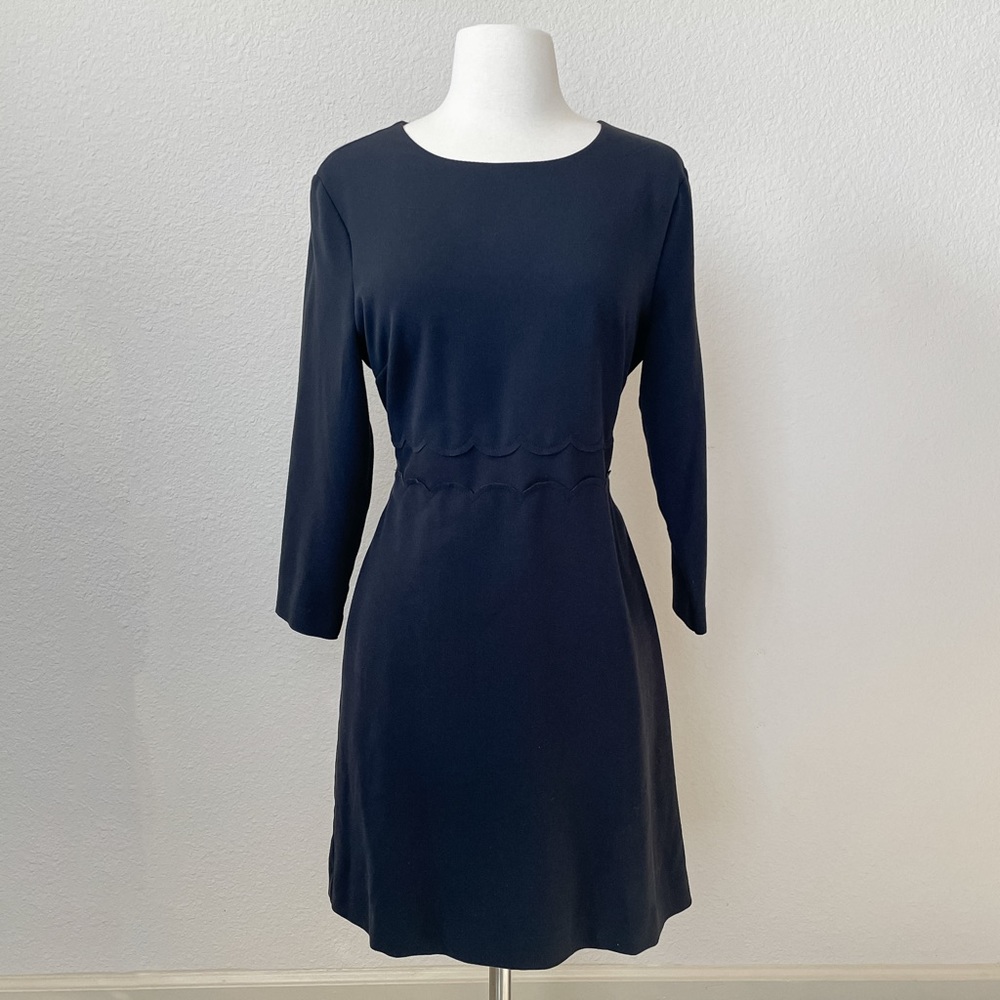 Banana Republic Scalloped Waist Black Midi Dress Size 8P
